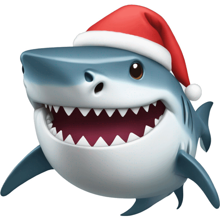 Shark with Christmas hat emoji