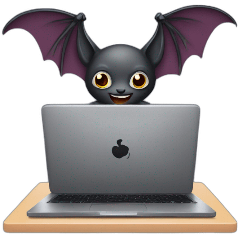 a bat programming on a laptop emoji