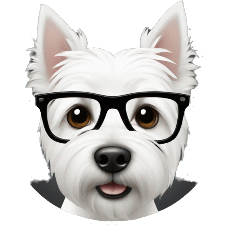 west highland white terrier with black glasses emoji