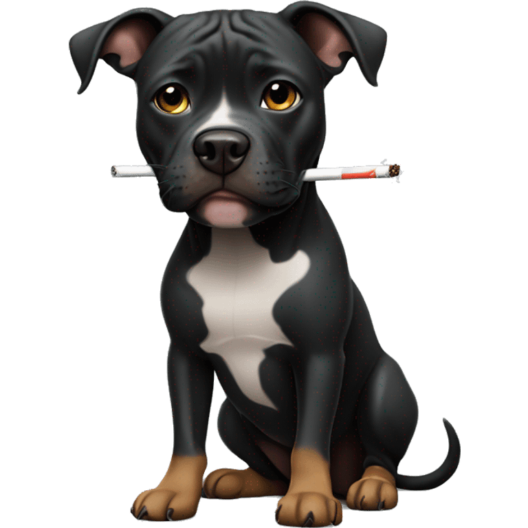 Black pitbul with a cigarette emoji