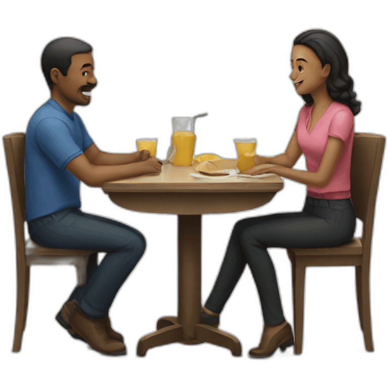 Two man and a woman at a table emoji