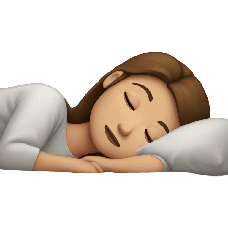 Girl with brown hair sleeping on gray pillow  emoji