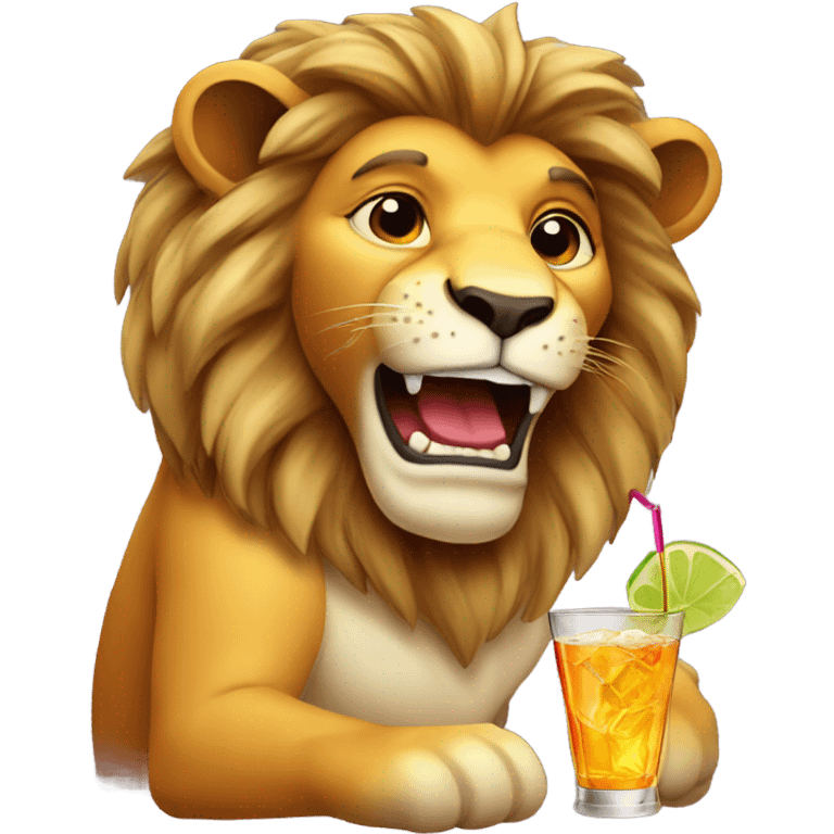 Lion with a cocktail emoji