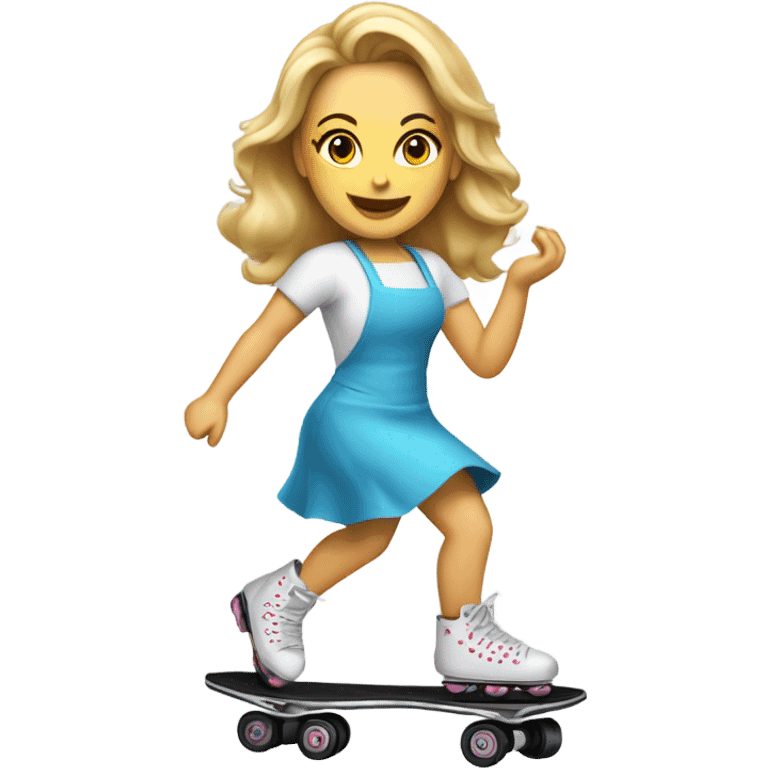 Caucasian woman on roller skate cooking pancakes emoji