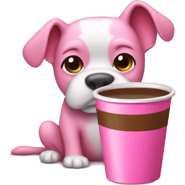 Pink dog drink coffee emoji