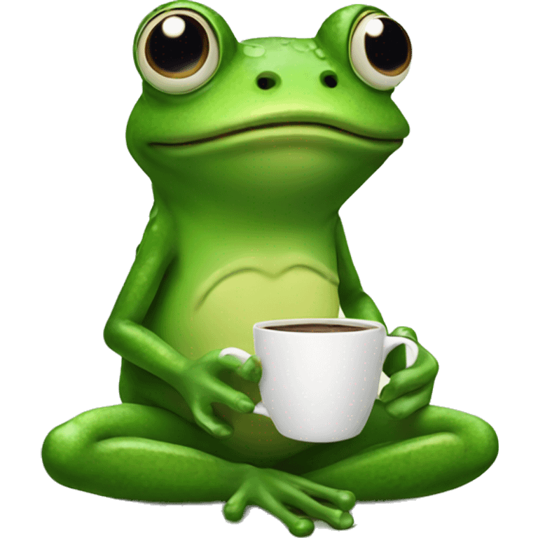 Frog drinking coffee emoji