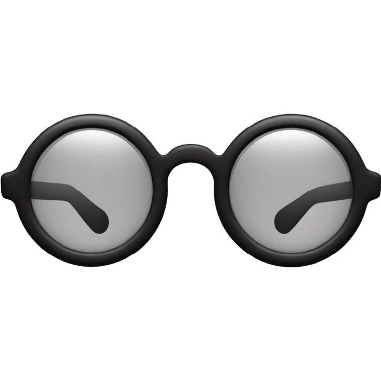 small, circular black glasses, transparent back emoji