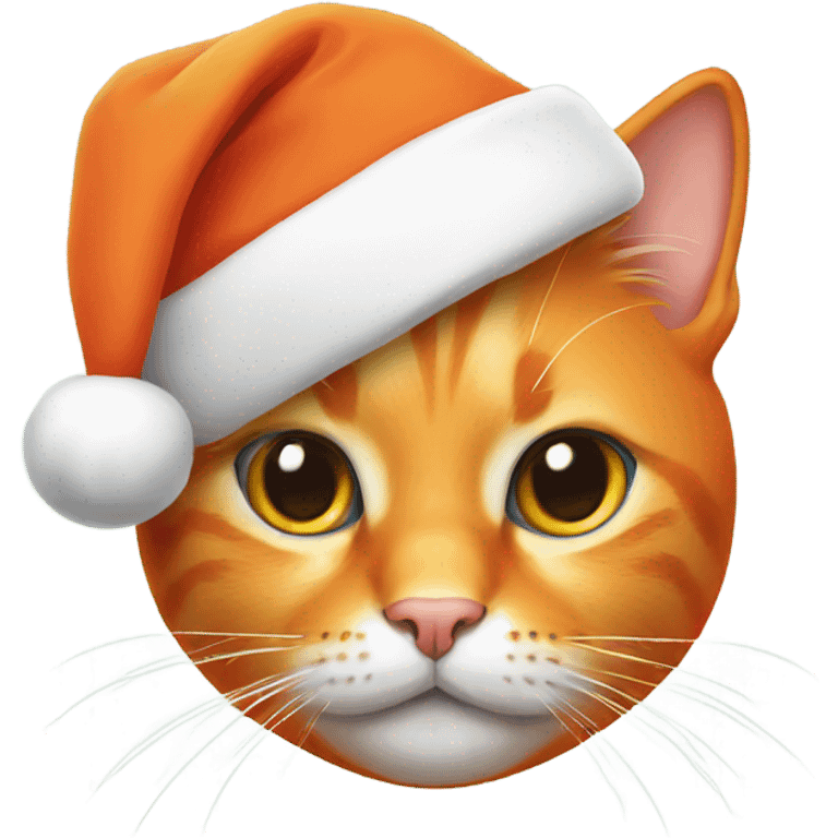 Orange kitty wearing a Santa hat emoji