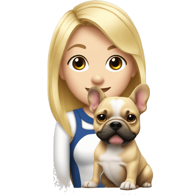 French bull dog and blonde girl emoji