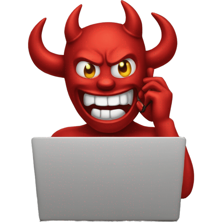 devil on the phone, in front of a laptop emoji