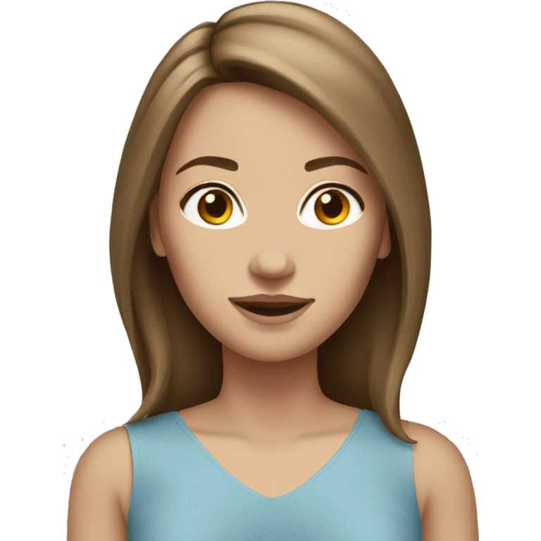 white woman shoulder length brown hair emoji