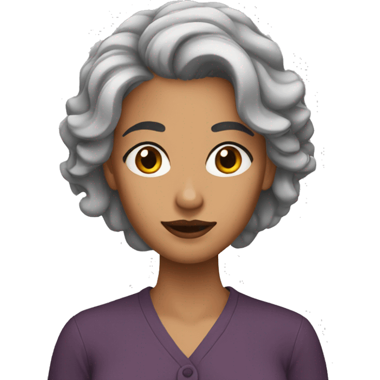 Brown eyebrows woman grey hair emoji