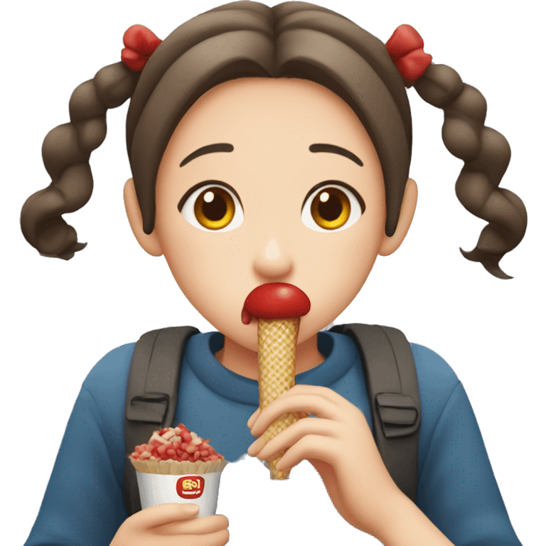 a girl who eats Pepero emoji