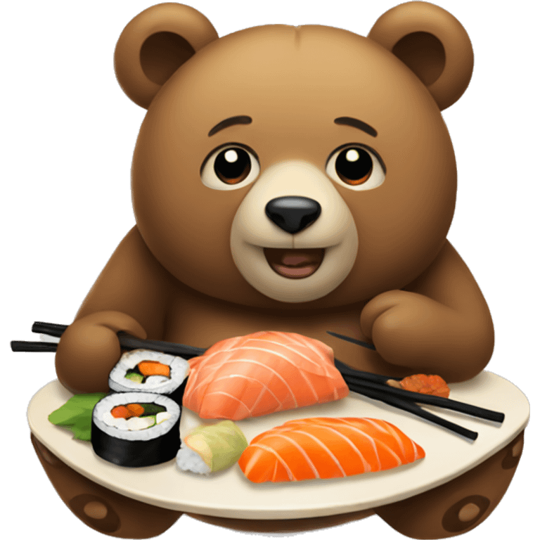 A bear eating sushi  emoji