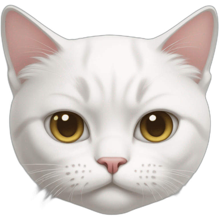 white cat that looks like grumpy cat emoji