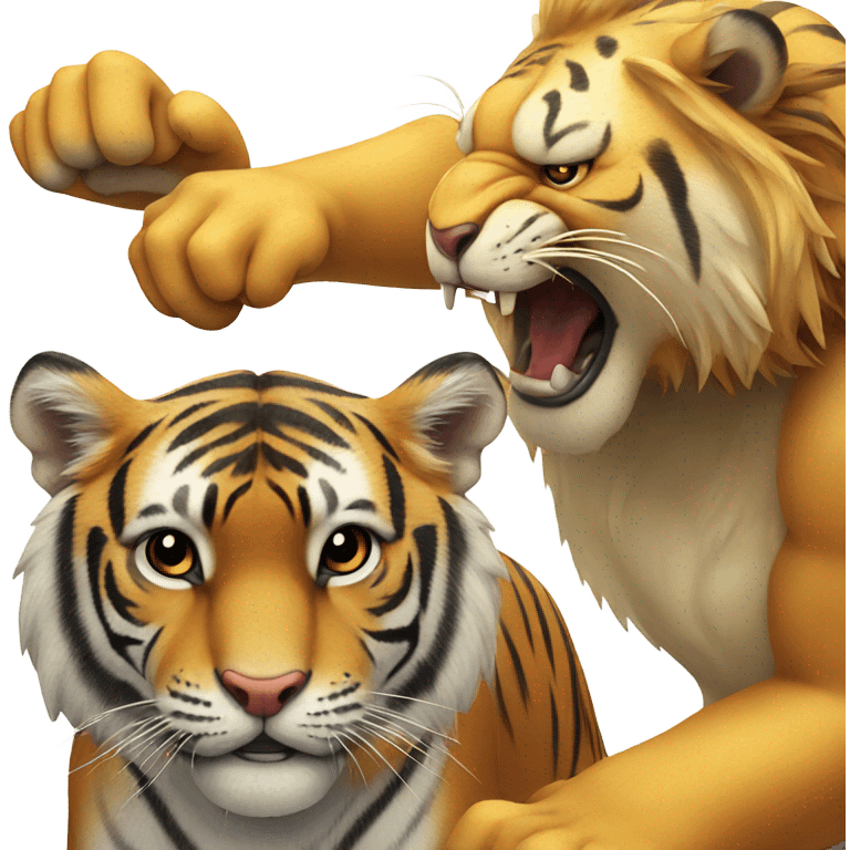 Tiger fighting a lion  emoji