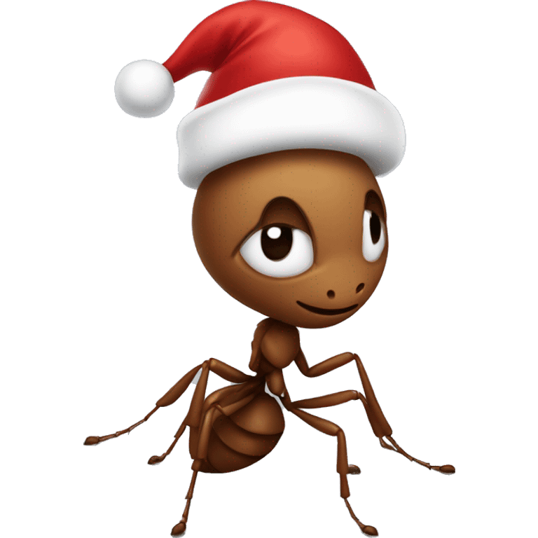 Ant wearing a Santa hat emoji