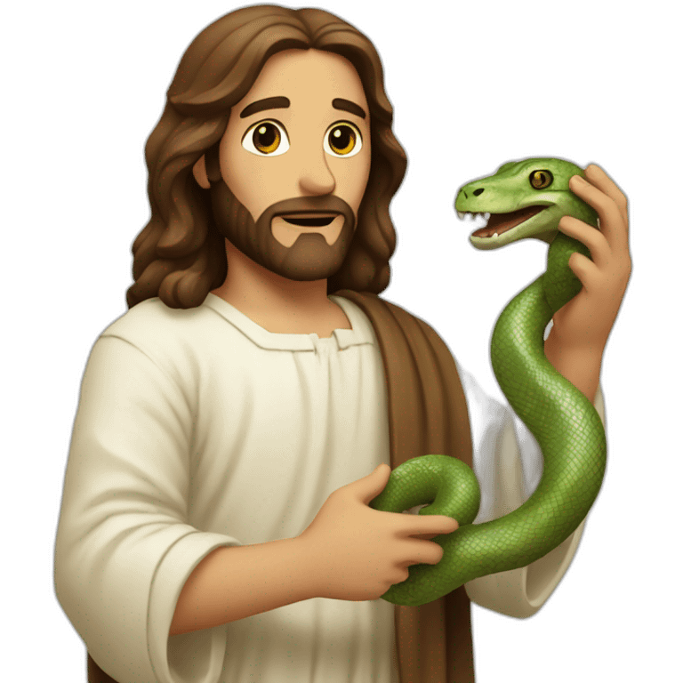 Jesus holding a snake in his hand emoji