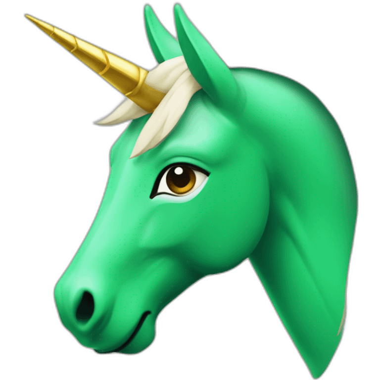 Une licorne verte et banche avec ses ailes emoji