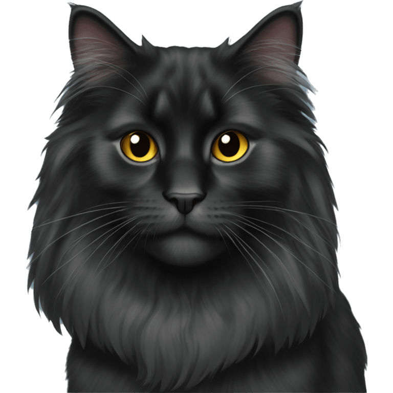 Black domestic longhair cat emoji