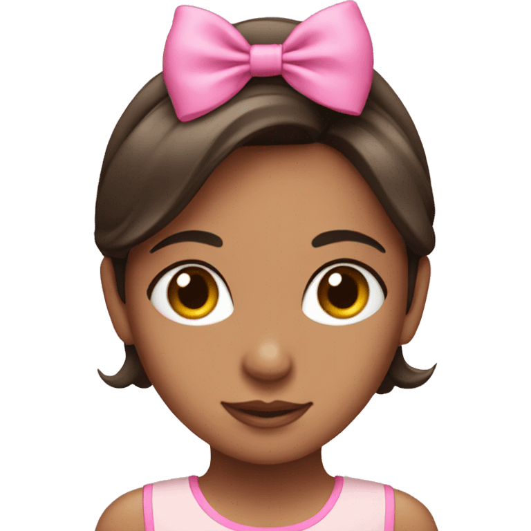 brunette girl in pink with a pink bow emoji