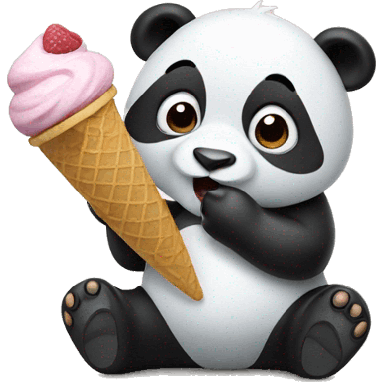 Panda eating ice cream emoji