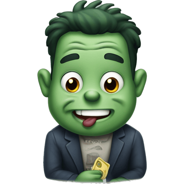 Mr. Pickles from the cartoon "Mr. Pickles" is holding a PayPal account. emoji