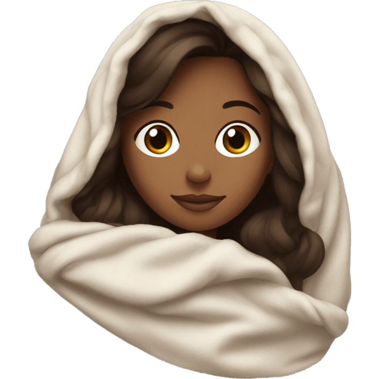 Cozy blanket brunette girl  emoji