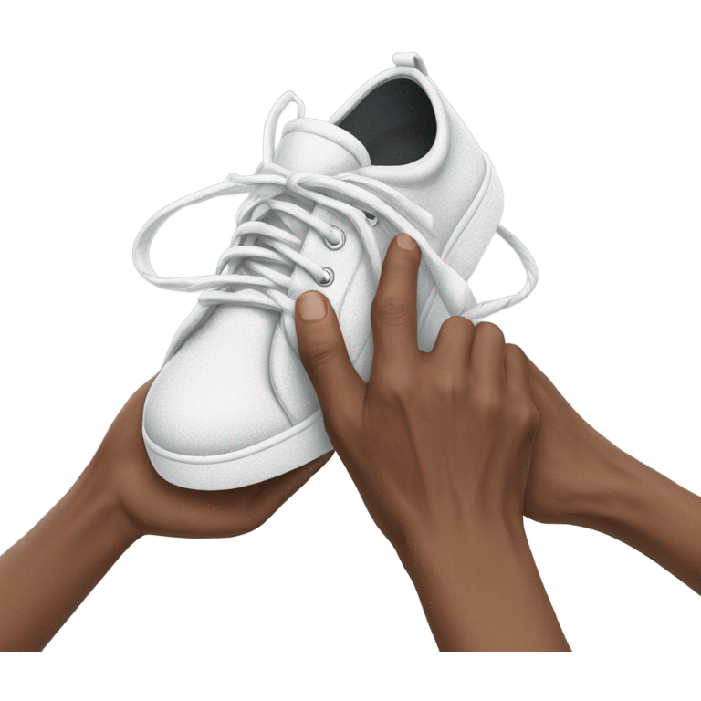 Make a shoe with a person trying to tie the shoes emoji