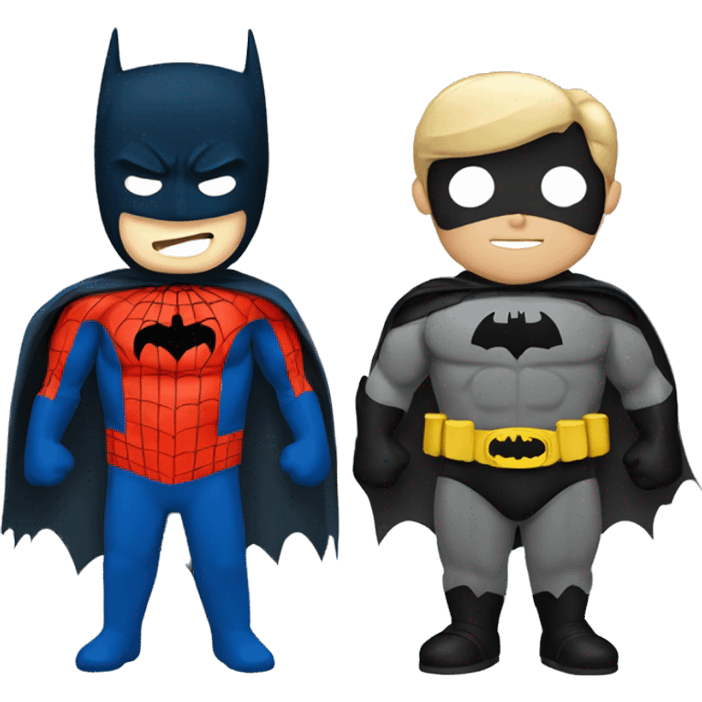 Batman and Spiderman standing together  emoji