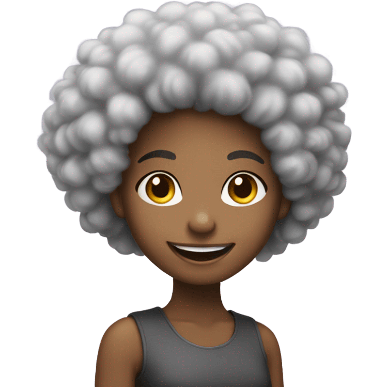 smiling girl with afro hair emoji