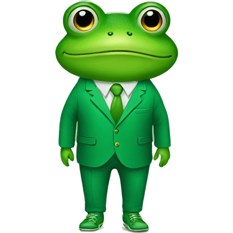 frog in a green suit and green shoes emoji