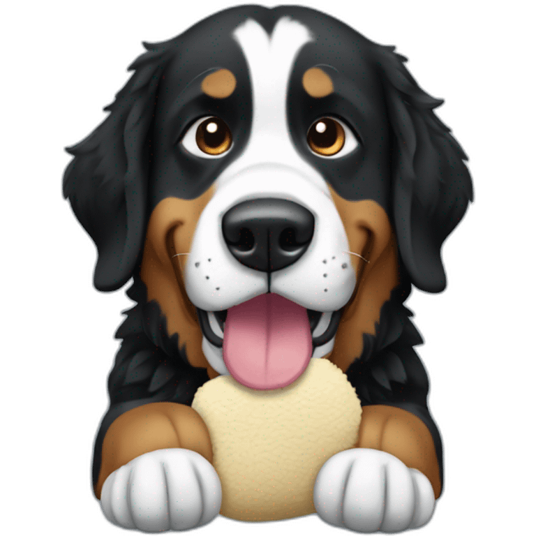 Berner sennen dog holding a plushie in his mouth emoji