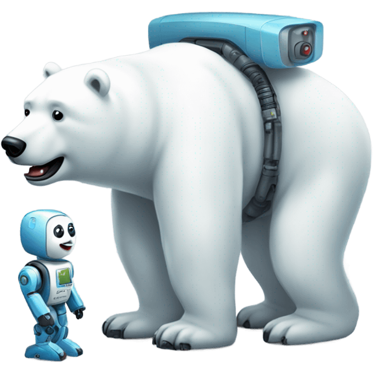 Un oso polar con una pierna robot emoji