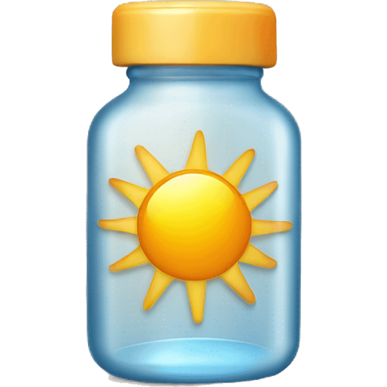 vitamin bottle with a sun on the side representing vitamin D emoji