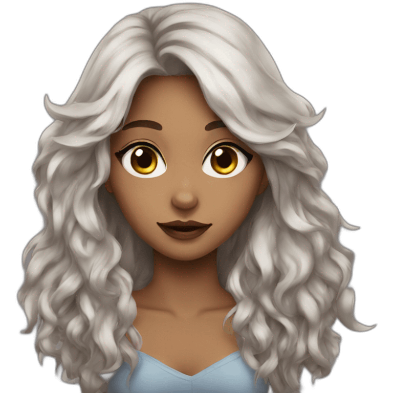 Wolf girl long hair brown makeup emoji