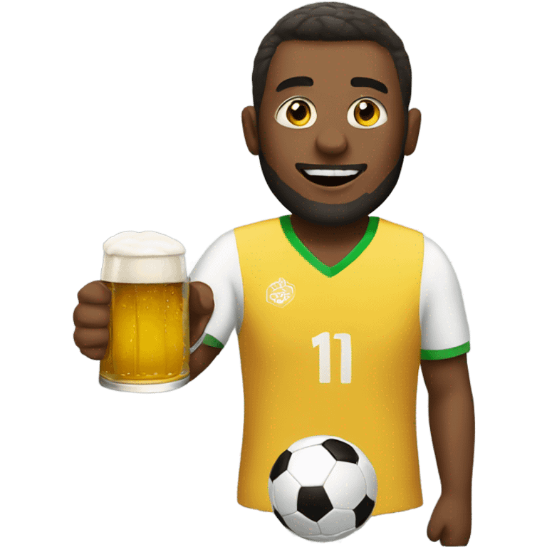 Man with beer playing soccer emoji