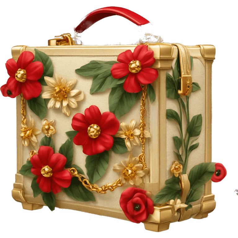 Dolce and Gabbana small box bag with red flowers and golden details emoji