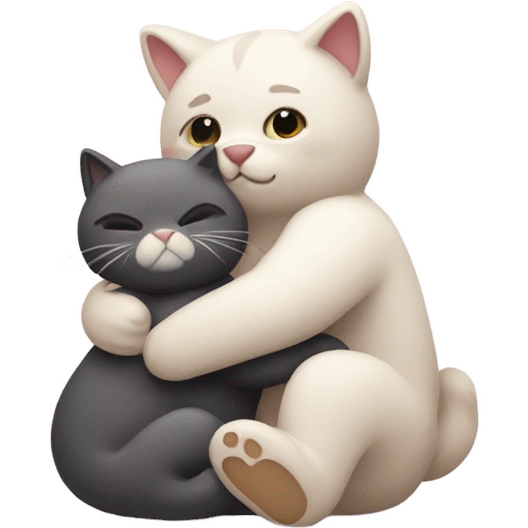 cat hugs a little bear emoji