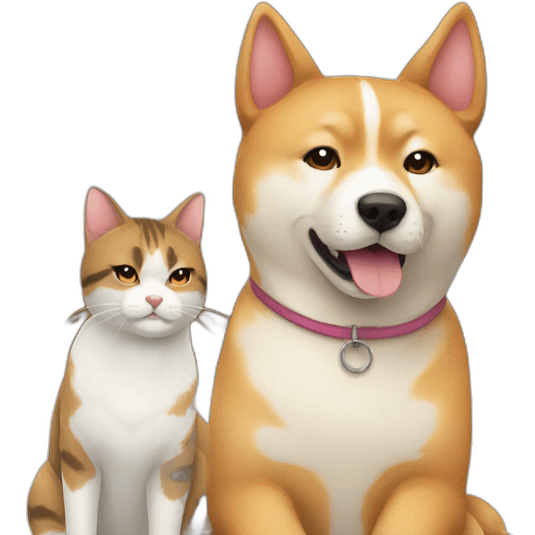 cat friends with dog shiba emoji