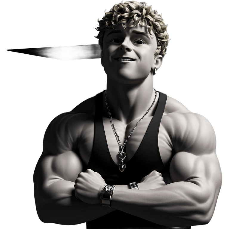 muscular boy with necklace emoji