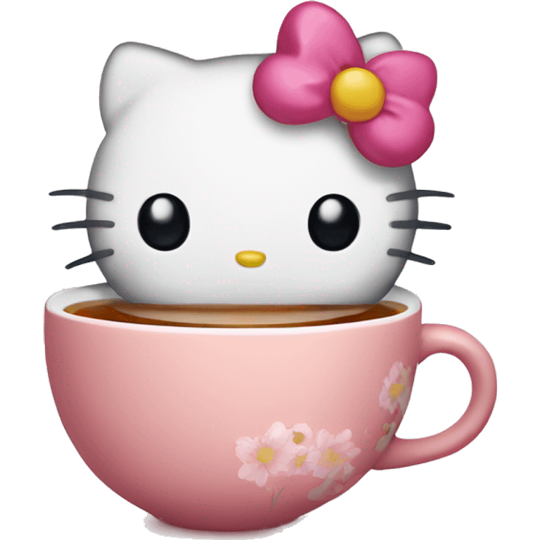 Hello kitty with tea emoji