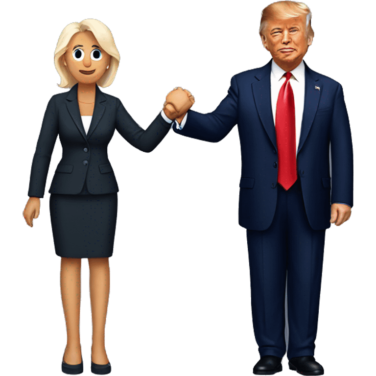 donald trump standng with joe biden holding hands emoji