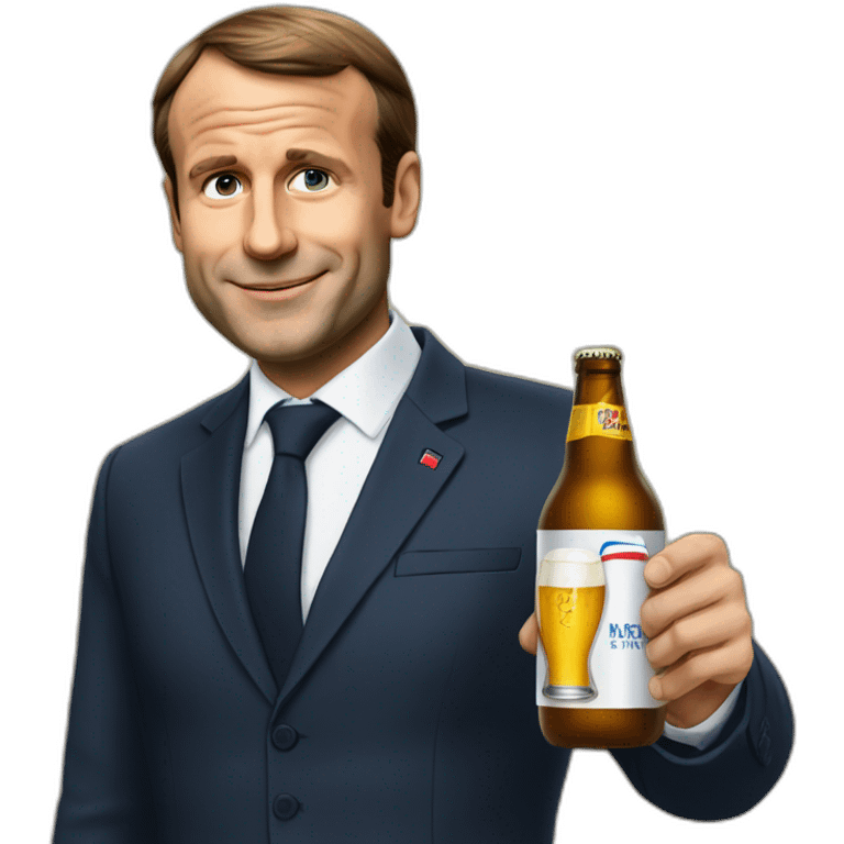 Macron avec une bière emoji