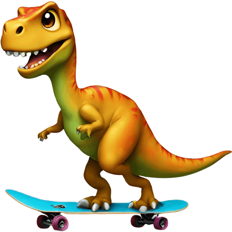 Dinosaur on a skateboard emoji