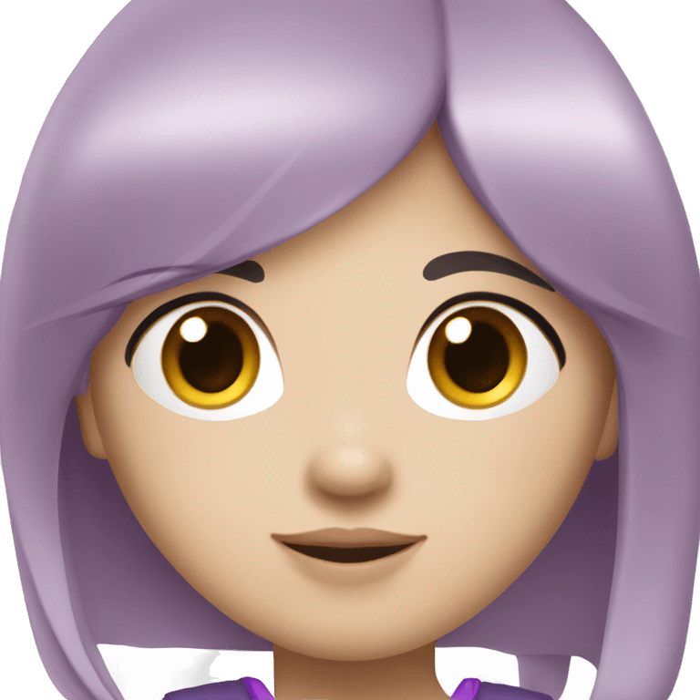 Fille coréenne avec de long cheveux violets  emoji