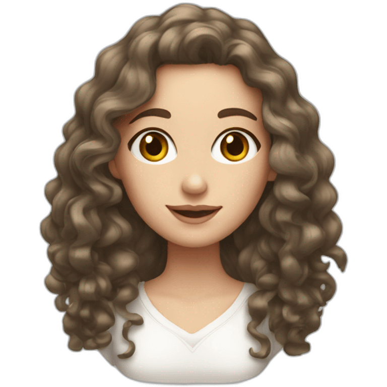 WHITE GIRL WITH LONG, DARKISH BRUNNET, CURLY HAIR AND A LIGHT SPRAY OF FRECKLES emoji