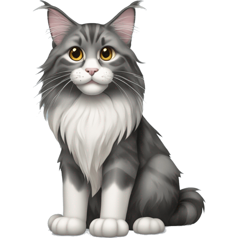 A maine coon cat with gray and black hair emoji