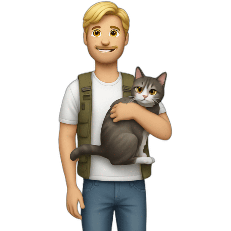 a man holding a cat emoji