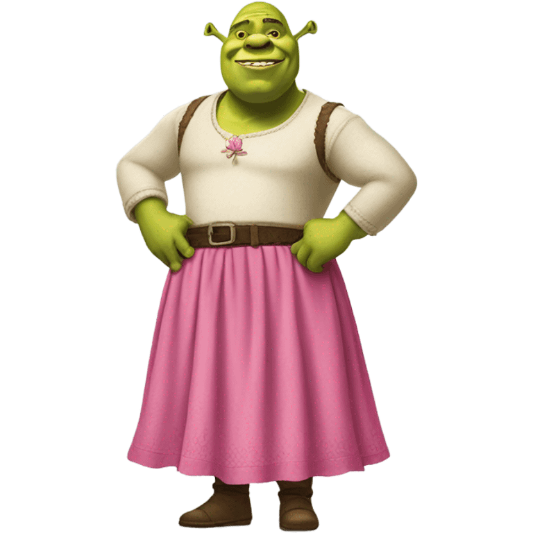 Shrek with a skirt Pink  emoji